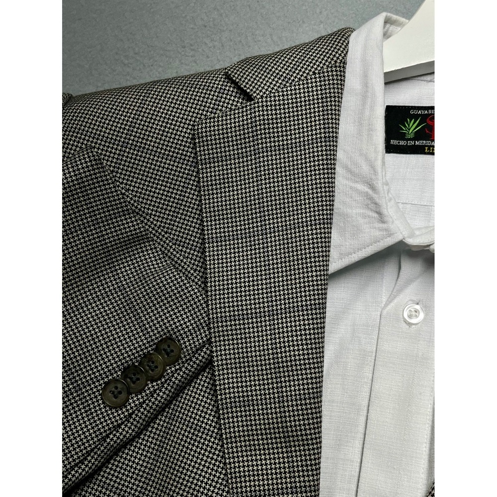 Ermenegildo Zegna blazer Wool Silk Houndstooth Windowpane Sport Coat US 40R -42